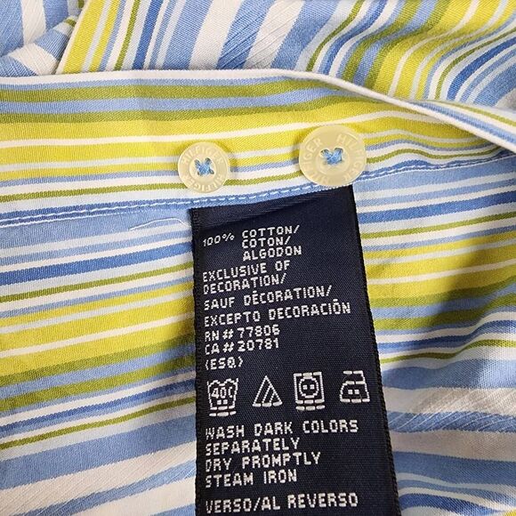 Tommy Hilfiger Striped Button Down Shirt Blue Yellow Size XL - Picture 8 of 11